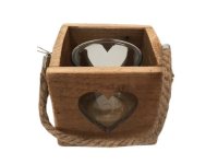 Lucerna dřevěná s výřezem srdce 16x10x10